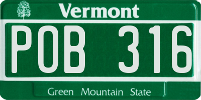 VT license plate POB316