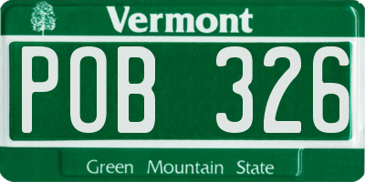 VT license plate POB326