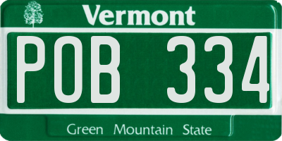 VT license plate POB334