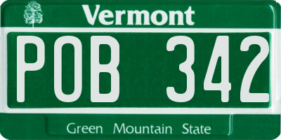 VT license plate POB342
