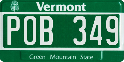 VT license plate POB349