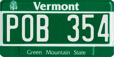 VT license plate POB354