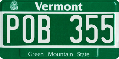 VT license plate POB355