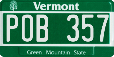 VT license plate POB357