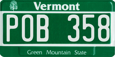 VT license plate POB358