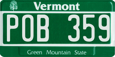 VT license plate POB359