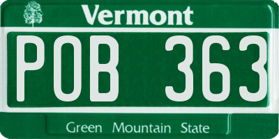VT license plate POB363