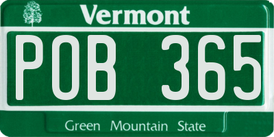 VT license plate POB365
