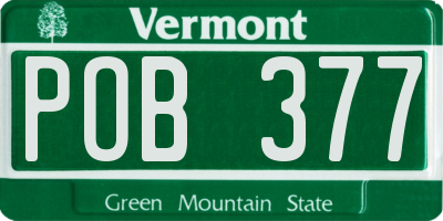 VT license plate POB377