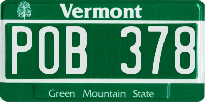 VT license plate POB378