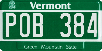 VT license plate POB384