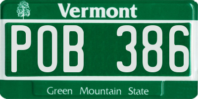 VT license plate POB386