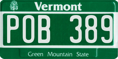 VT license plate POB389