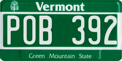 VT license plate POB392