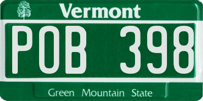VT license plate POB398