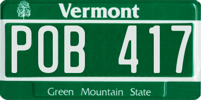 VT license plate POB417