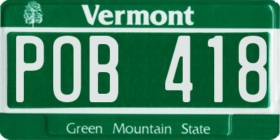 VT license plate POB418