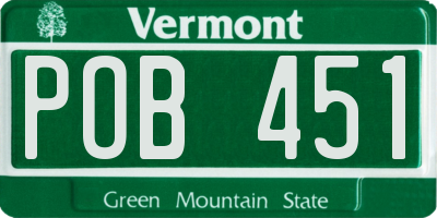 VT license plate POB451