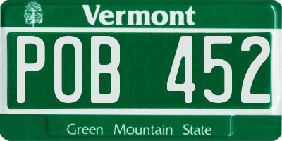 VT license plate POB452