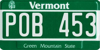 VT license plate POB453