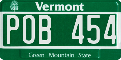 VT license plate POB454