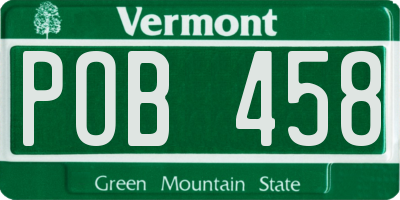 VT license plate POB458