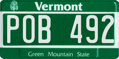VT license plate POB492