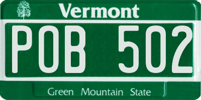 VT license plate POB502