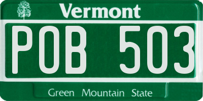 VT license plate POB503