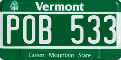 VT license plate POB533