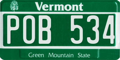 VT license plate POB534