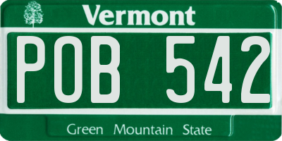VT license plate POB542