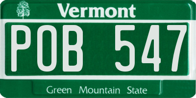 VT license plate POB547