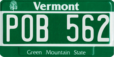VT license plate POB562