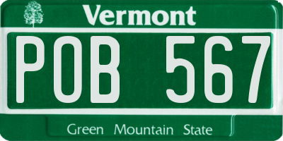 VT license plate POB567