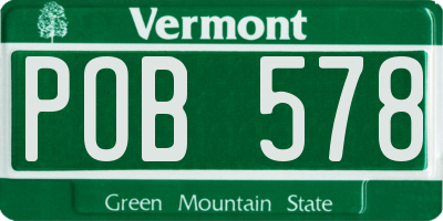 VT license plate POB578