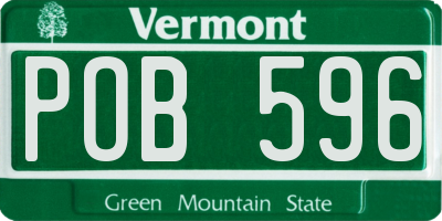 VT license plate POB596