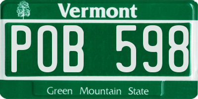 VT license plate POB598
