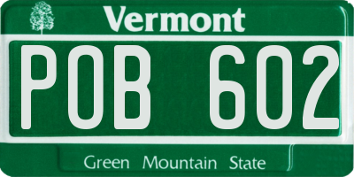 VT license plate POB602