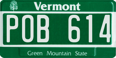 VT license plate POB614