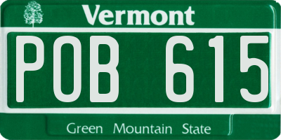 VT license plate POB615