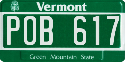 VT license plate POB617