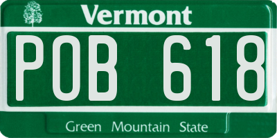 VT license plate POB618