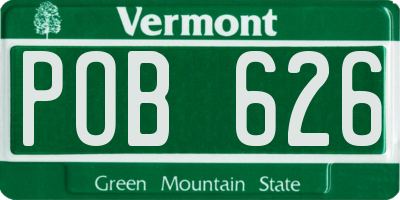VT license plate POB626