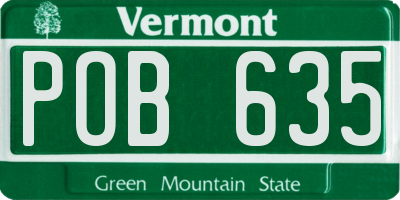 VT license plate POB635