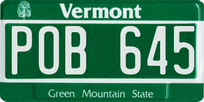 VT license plate POB645