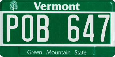 VT license plate POB647