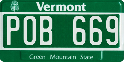 VT license plate POB669