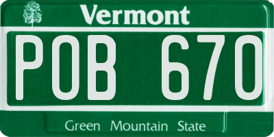 VT license plate POB670