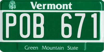 VT license plate POB671